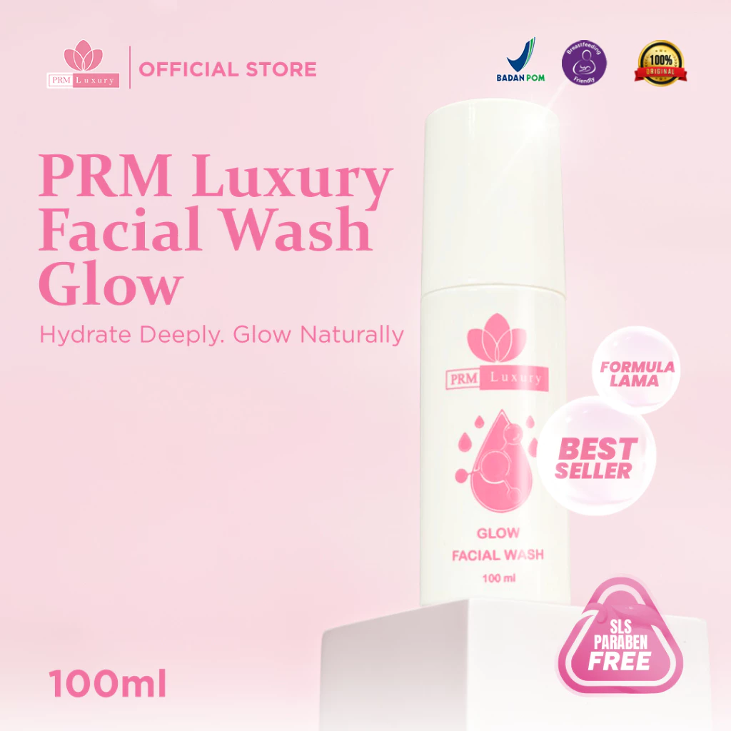 PRM LUXURY Facial Wash Glow – Sabun Cuci Muka Glowing & Cerah – Formula Lama Aman & Lembut